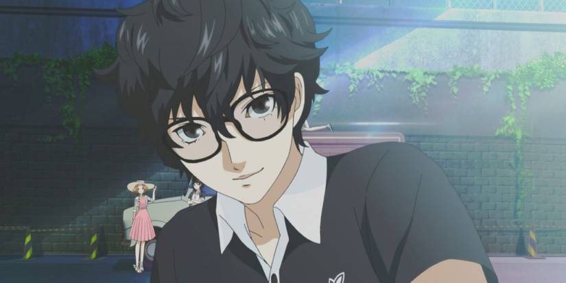 Joker standing in front of the van in the Persona 5 Strikers intro cutscene