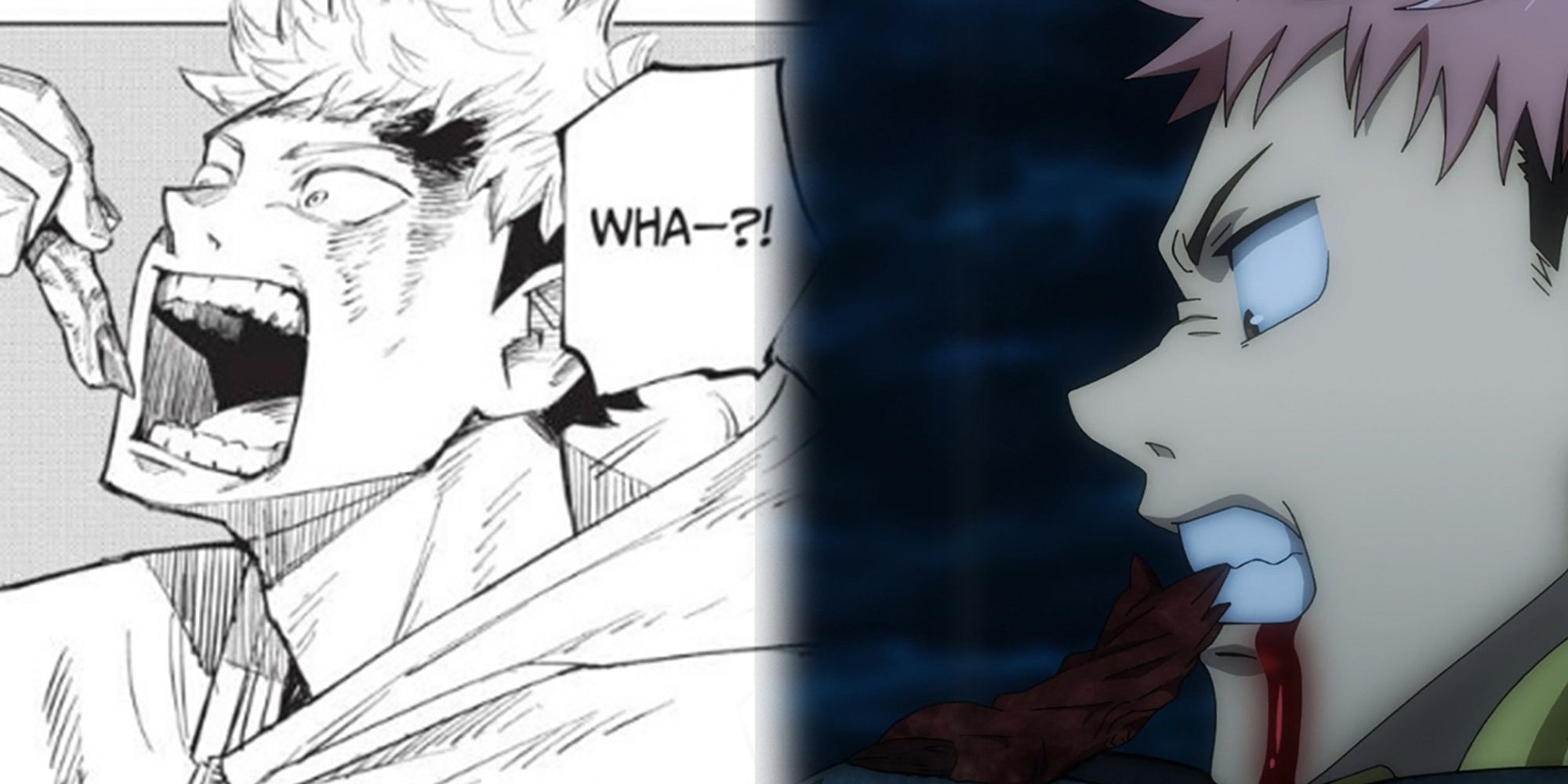 Jujutsu Kaisen - Comparando cómo Yuji Itadori se come el dedo Sukuna en manga y anime