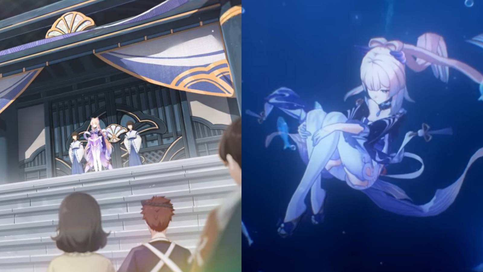 Kokomi under the sea and Kokomi as the Divine Priestess