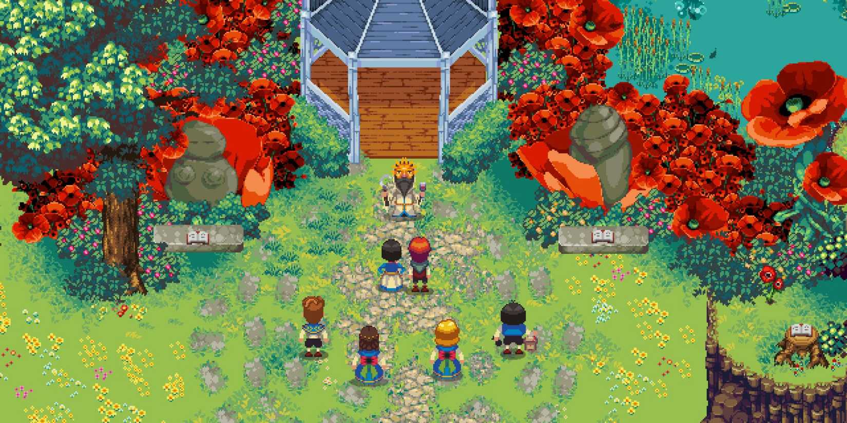 Two characters get married in front of priest and townsfolk in Kynseed