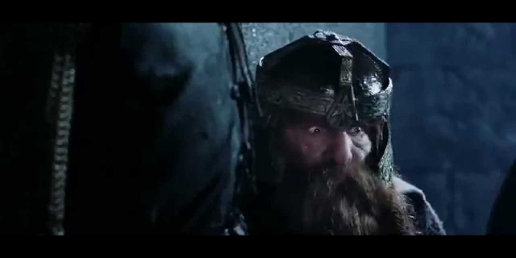 LOTR Two Towers Gimli Telling Aragorn to toss him at Helm's Deep Cropped