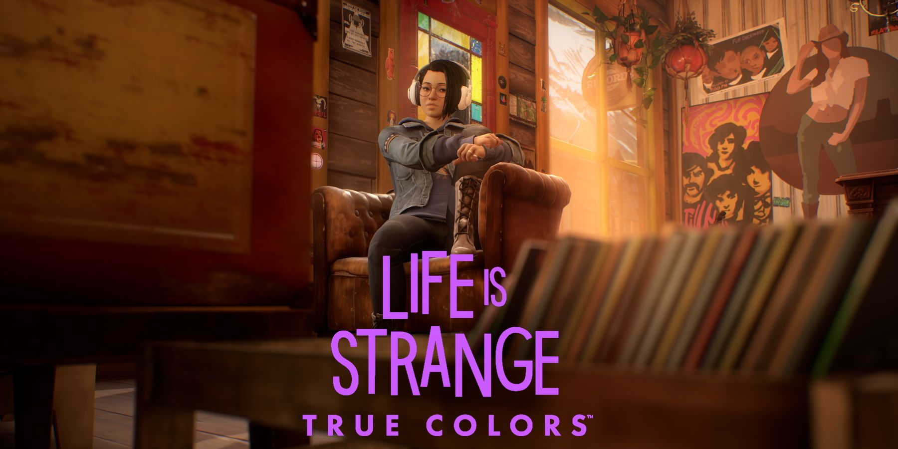 Life is Strange True Colors Алекс Чен в музыкальном магазине слушает музыку с логотипом
