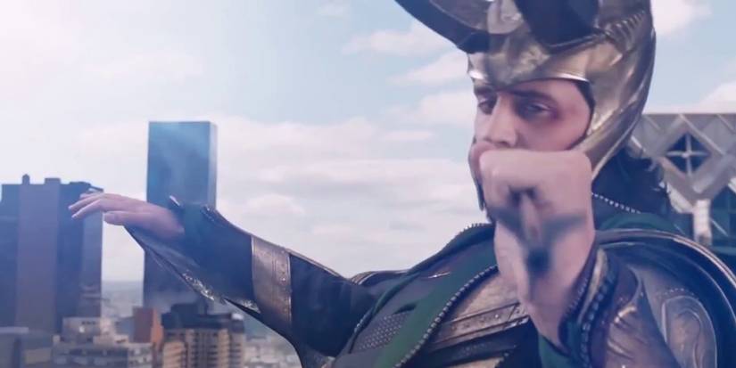 Loki catches Hawkeye's arrow