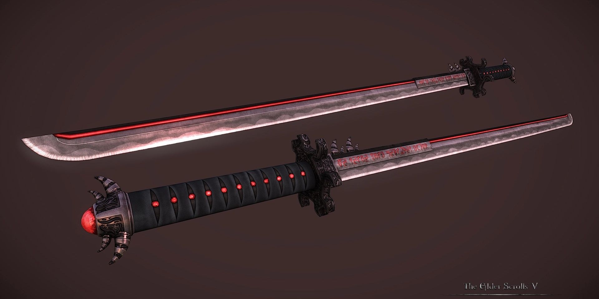 Lore Weapon Expansion Mod For Skyrim Featuring A Daedric Katana