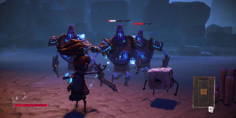 Fighting enemies from Lost in Random