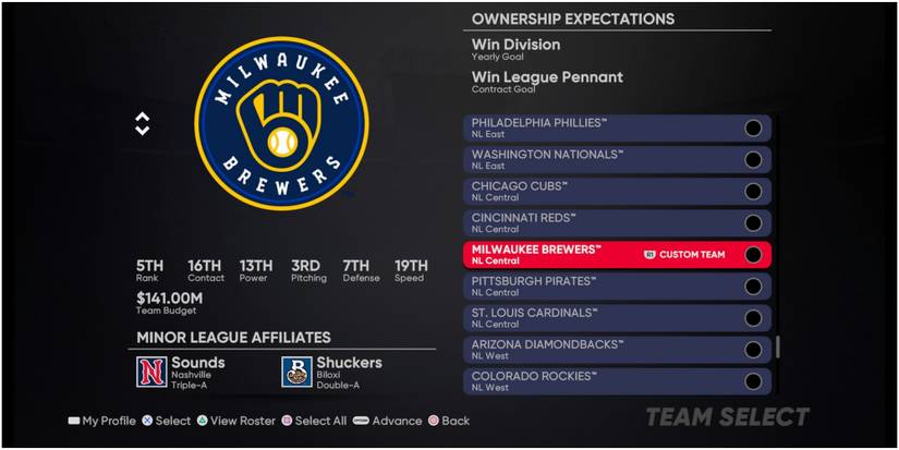 MLB The Show 21 Brewers Ranked Fifth