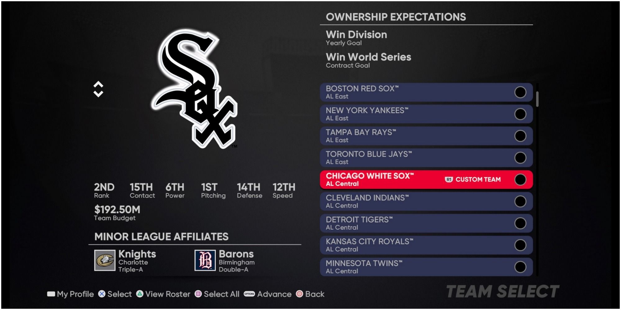 MLB The Show 21 White Sox Ranked Second