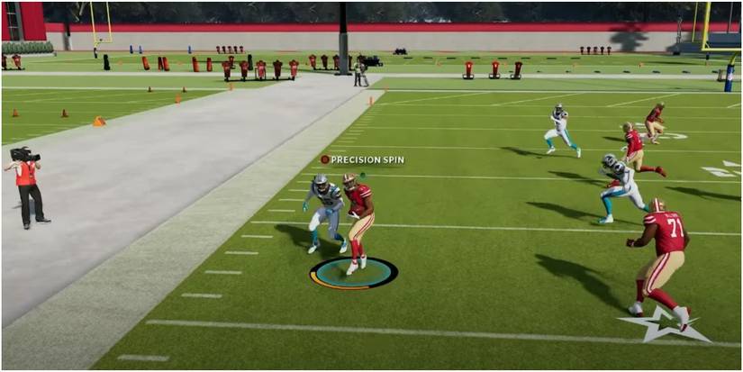 Madden NFL 22 Using A Precision Spin Move With The Running Back