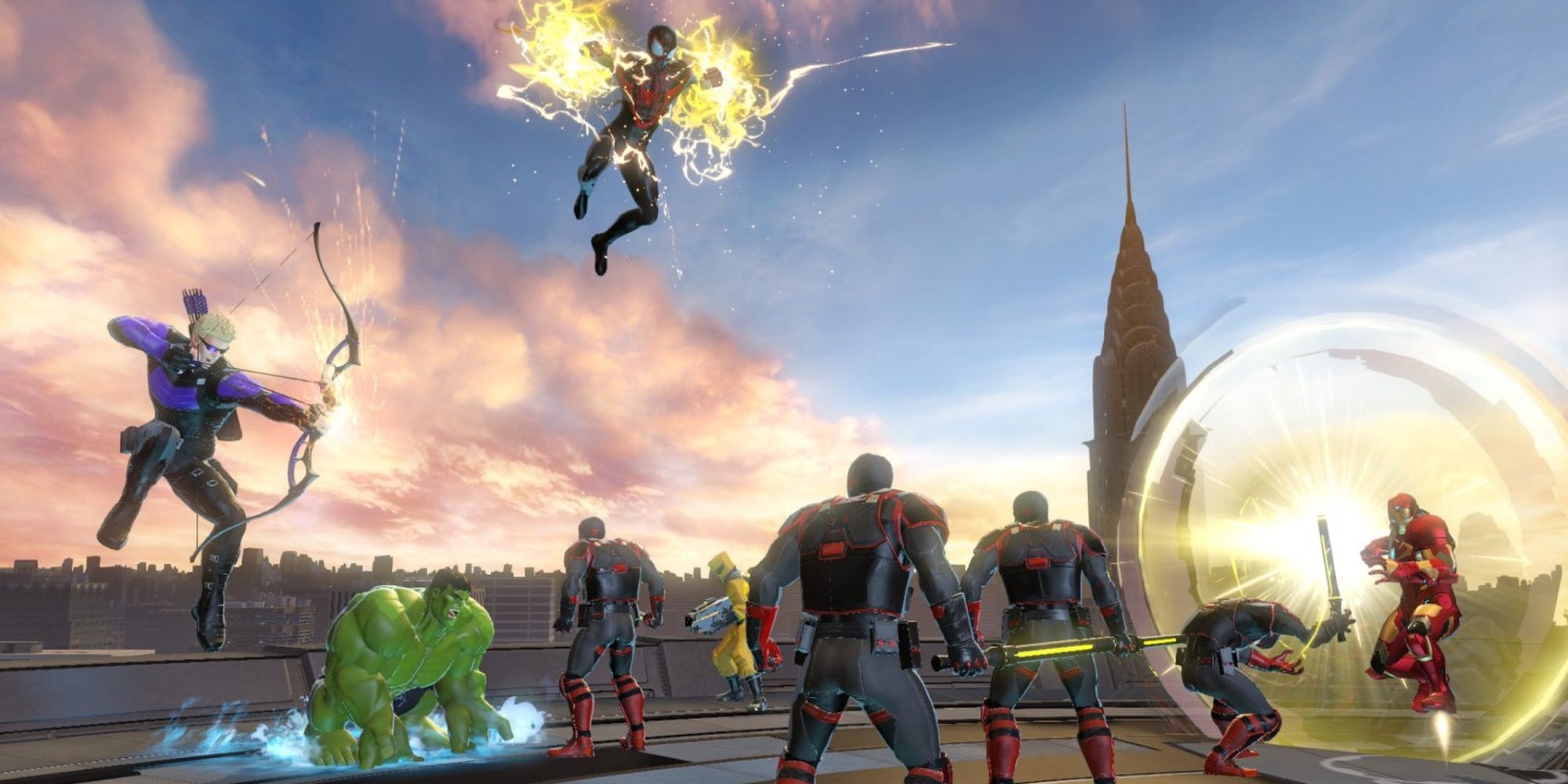 Marvel Ultimate Alliance 3 Team Fighting Bad Guys Cropped