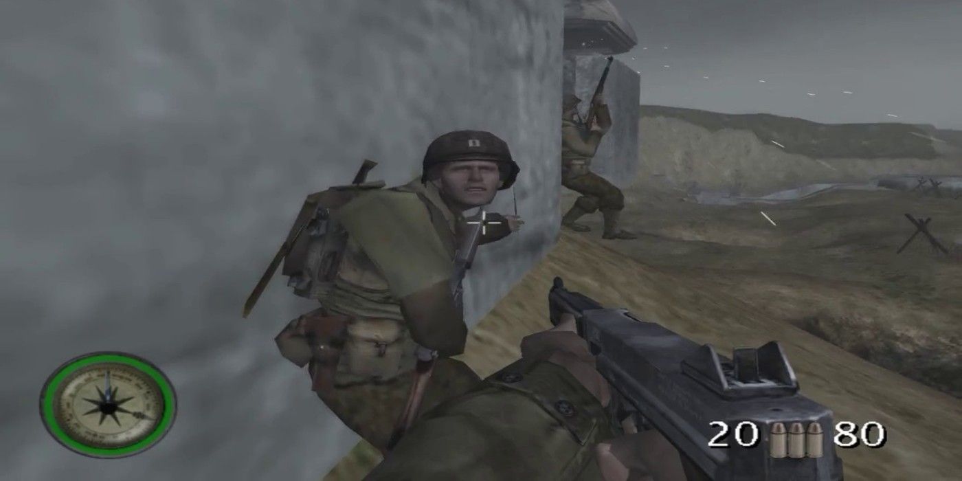 Medal of Honor Frontline PS2 with soldier while storming the beach