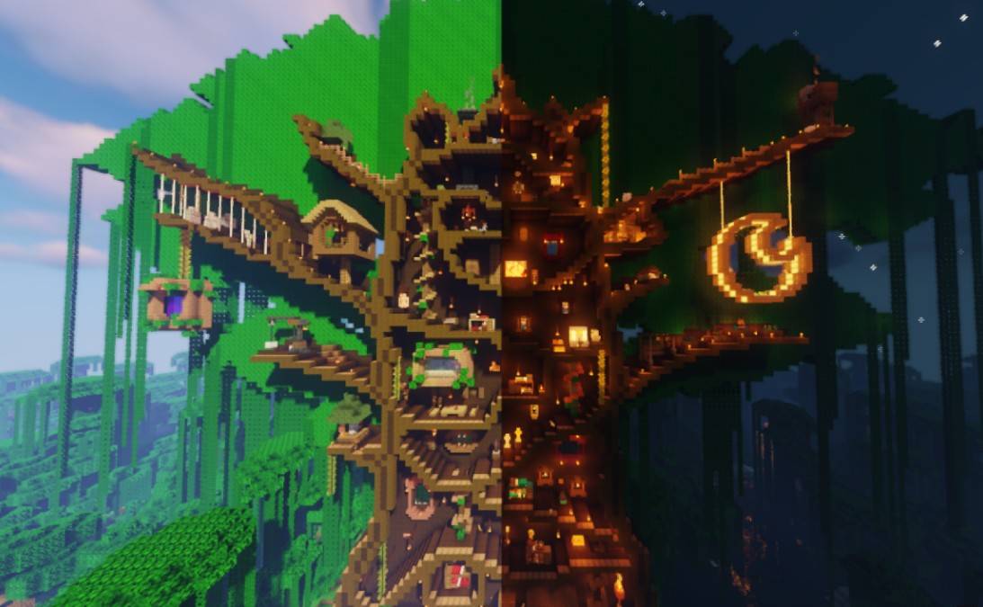 Minecraft Player Builds Treehouse Inspired By Terraria