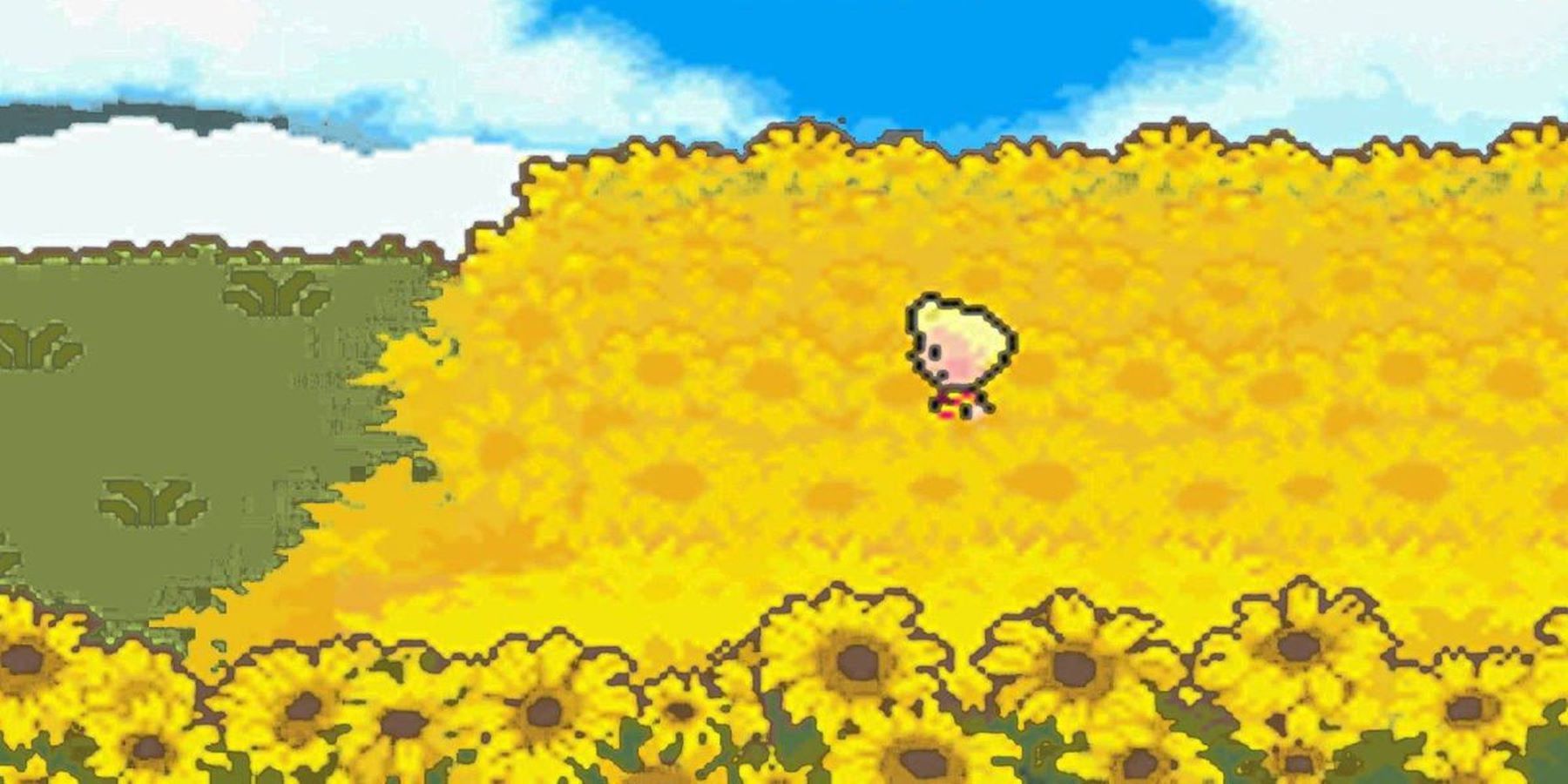 Lucas in the sunflower field in Mother 3