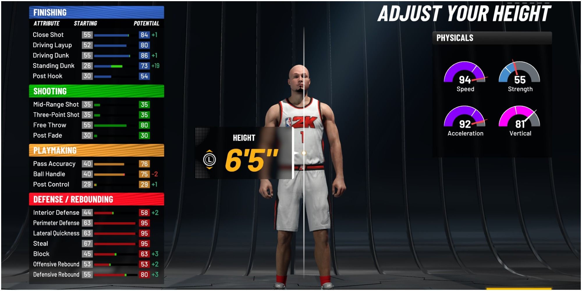 NBA 2K22 Adjusting Height To Six Foot Five