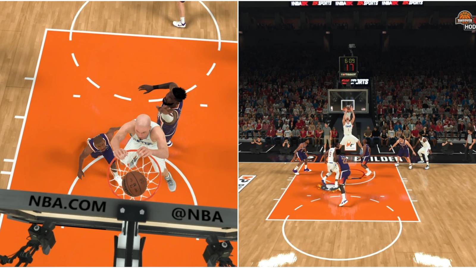NBA 2K22 Best Dunker Build Collage Overhead Shot And Rim Hanger