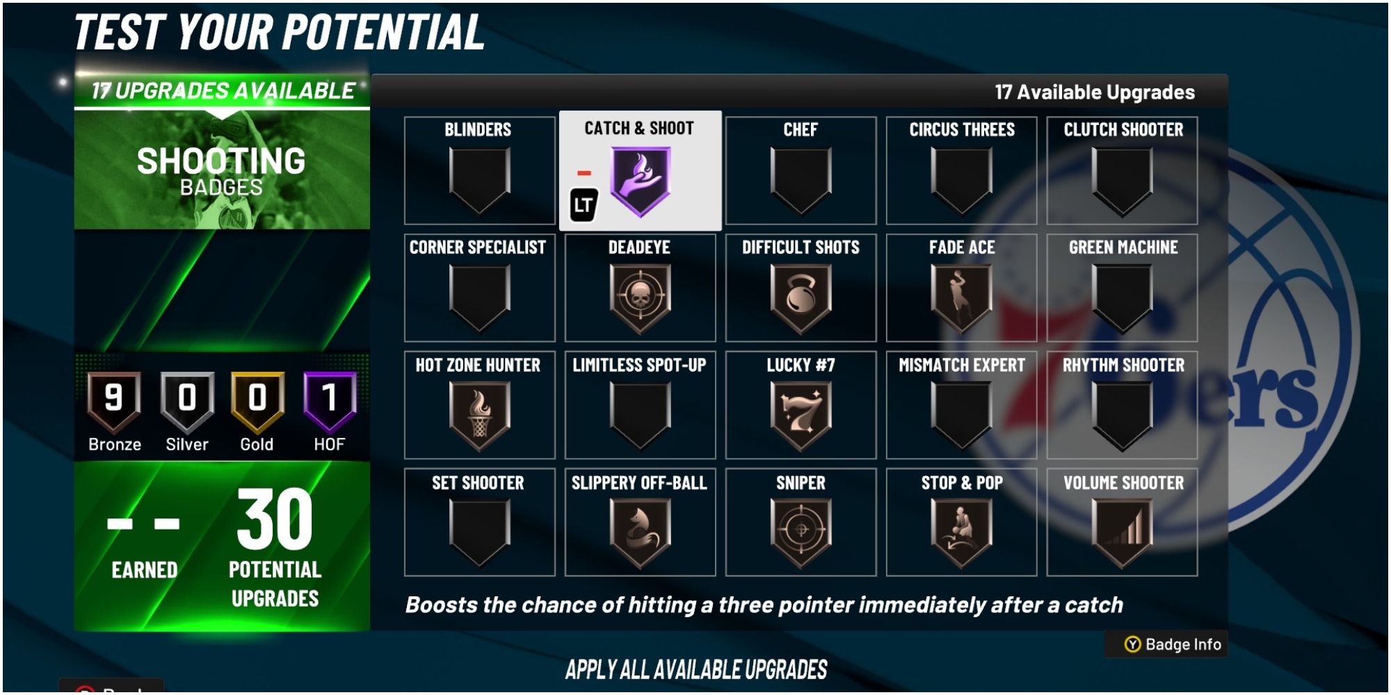 NBA 2K22 Catch And Shoot Shooting Badge Description