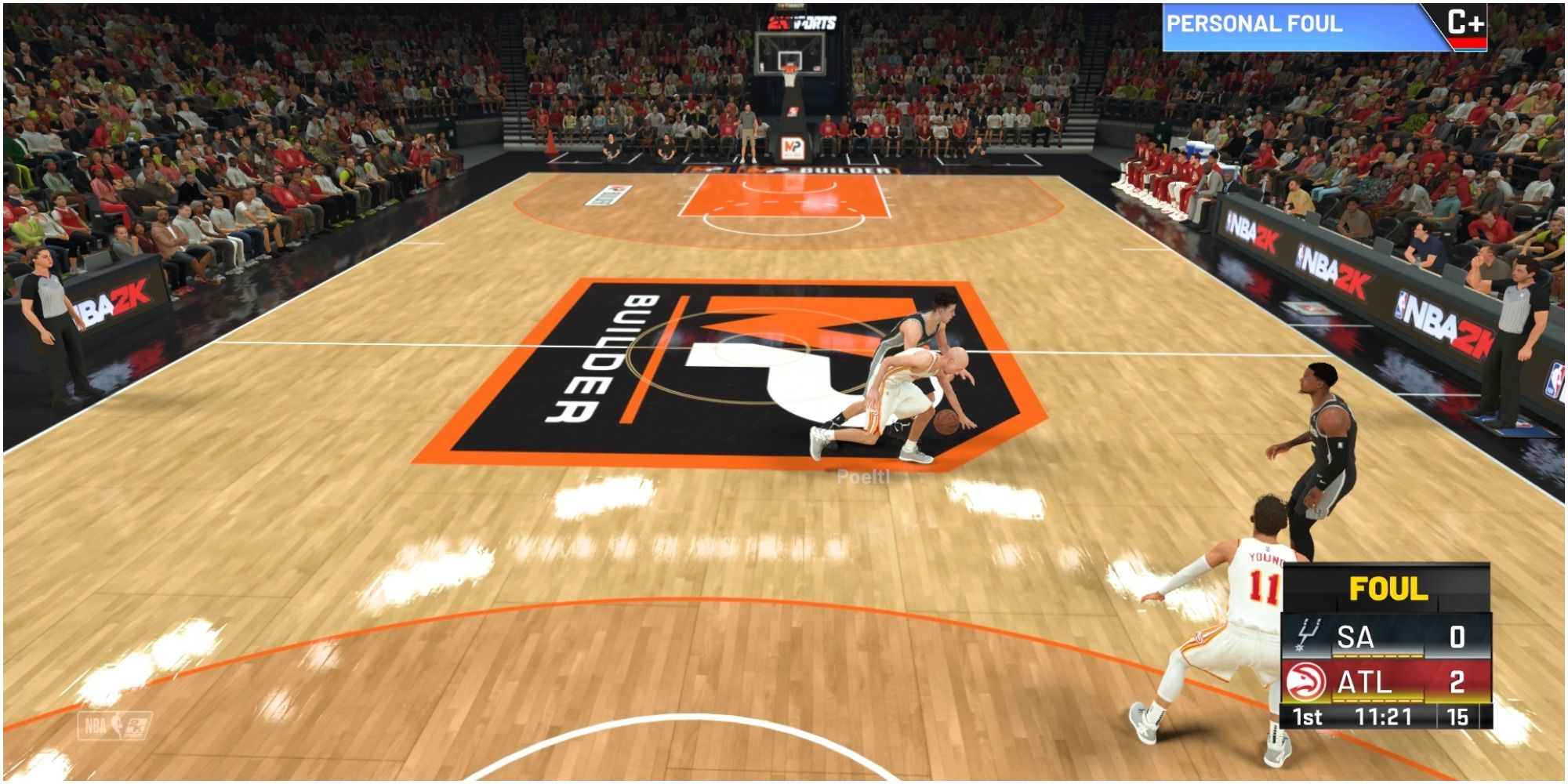 NBA 2K22 Committing A Reckless Foul At The Half Court Line