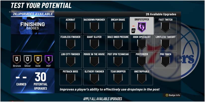 NBA 2K22 Dropstepper Finishing Badge Description