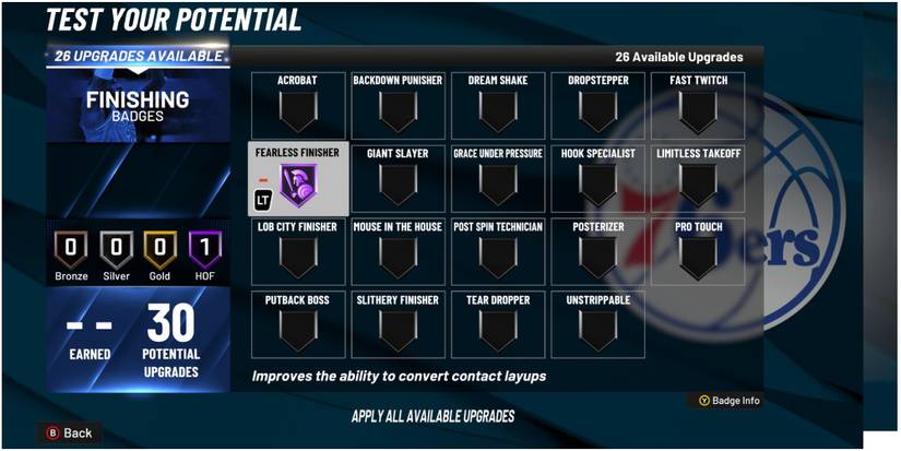 NBA 2K22 Fearless Finisher Finishing Badge Description
