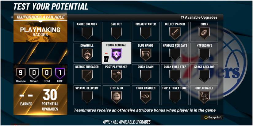 NBA 2K22 Floor General Playmaking Badge Description