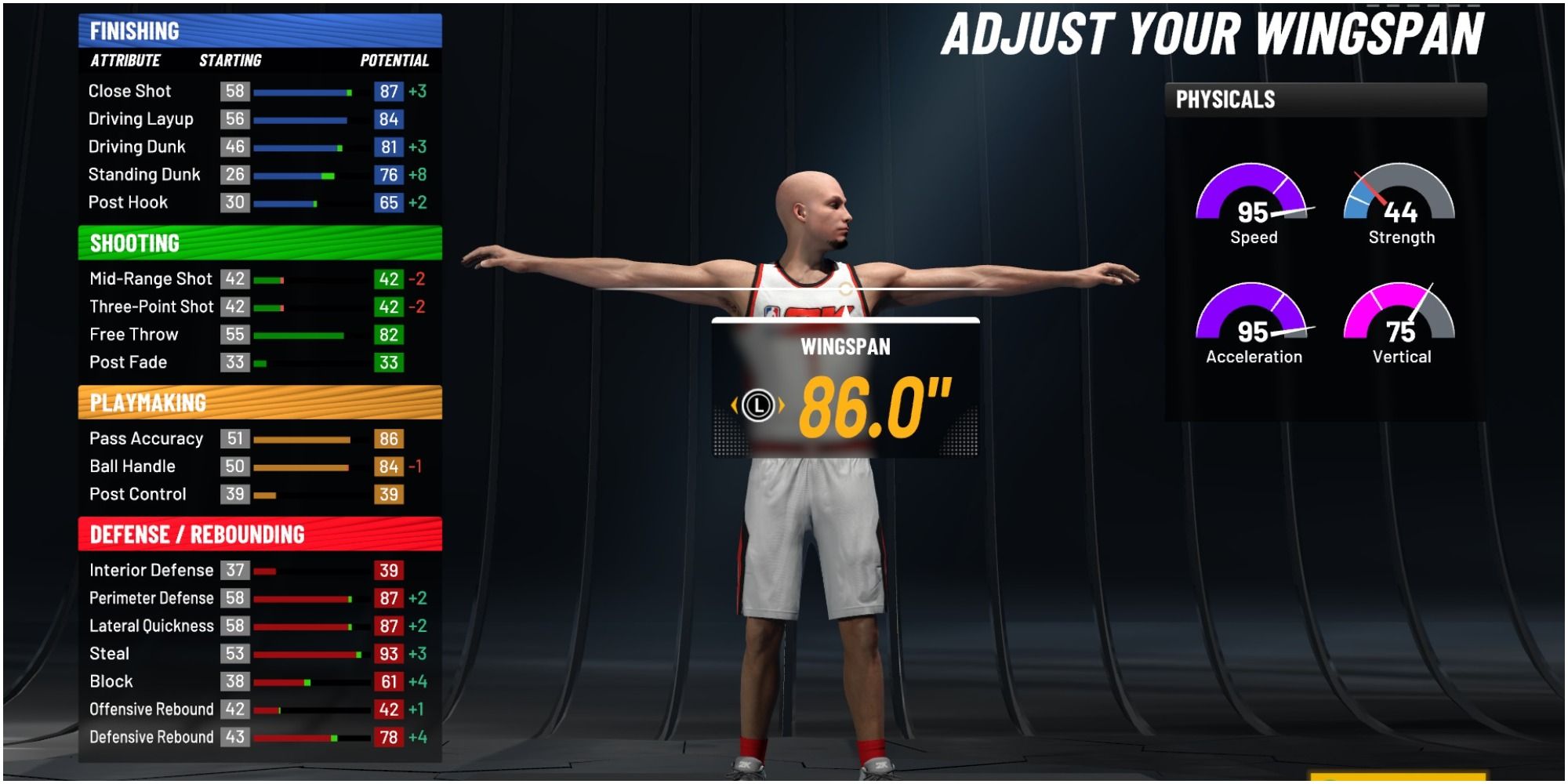 NBA 2K22 Getting The Maximum Length Wingspan On A Point Guard