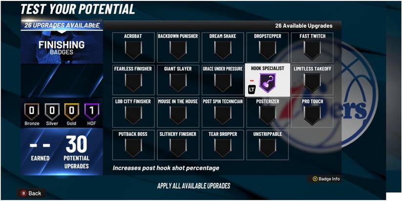 NBA 2K22 Hook Specialist Finishing Badge Description