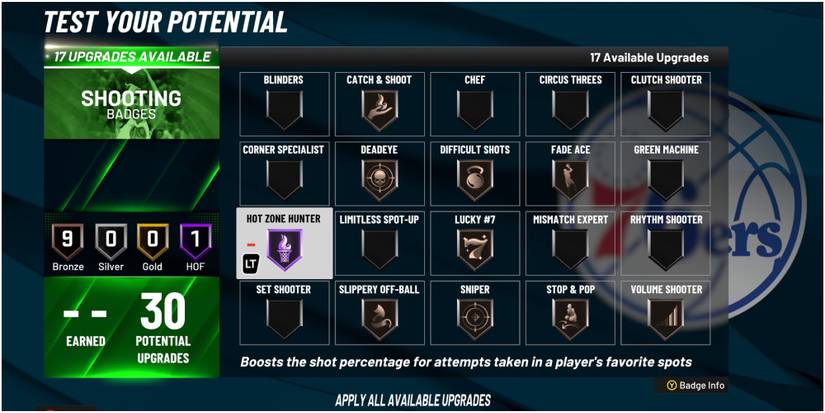 NBA 2K22 Hot Zone Hunter Shooting Badge Description