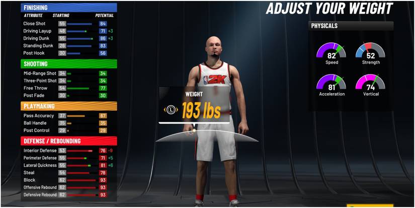 NBA 2K22 Ideal Weight For A Center
