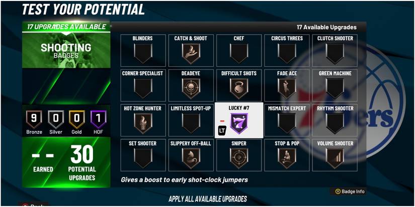 NBA 2K22 Lucky Number 7 Shooting Badge Description