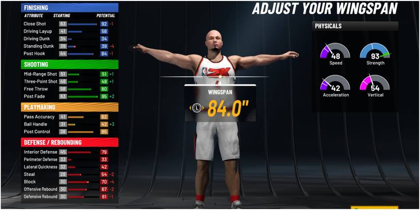 NBA 2K22 Minimum Wingspan On A Seven Foot Power Forward