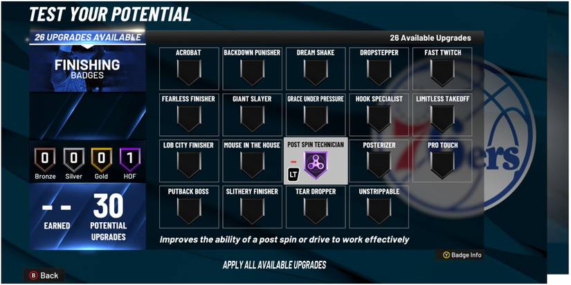 NBA 2K22 Post Spin Technician Finishing Badge Description