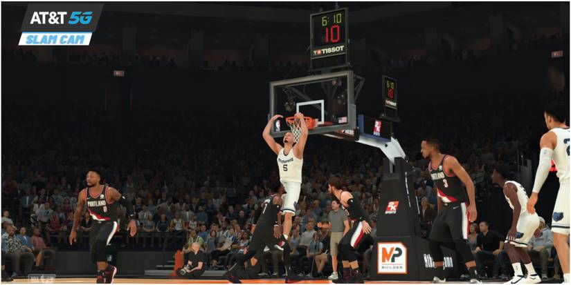 NBA 2K22 Pulling Off A Reverse Dunk Against The Trailblazers