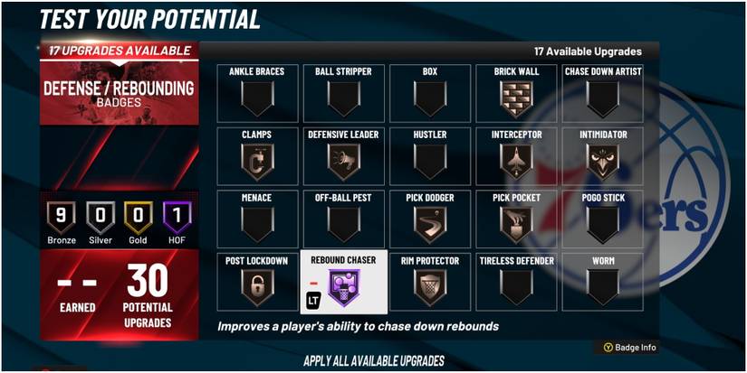 NBA 2K22 Rebound Chaser Defense And Rebounding Badge Description