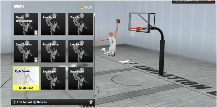 NBA 2K22 Selecting The Clyde Drexler Slam Dunk Package