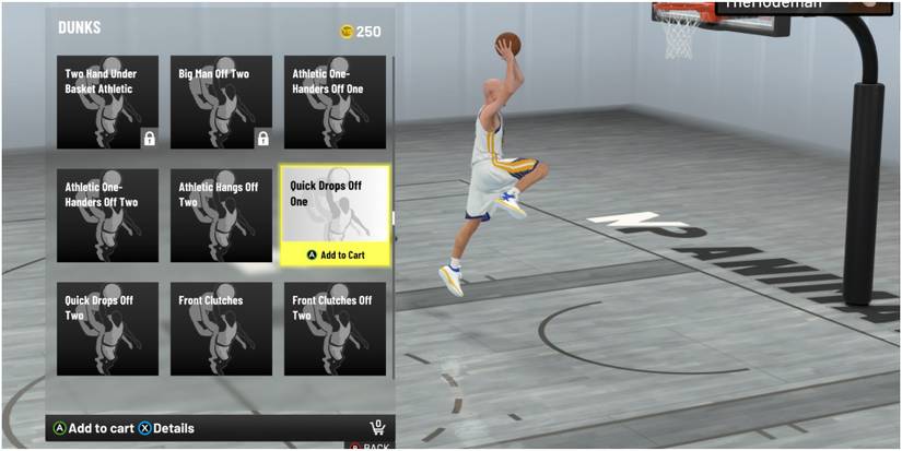 NBA 2K22 Selecting The Quick Drops Off One Slam Dunk Package