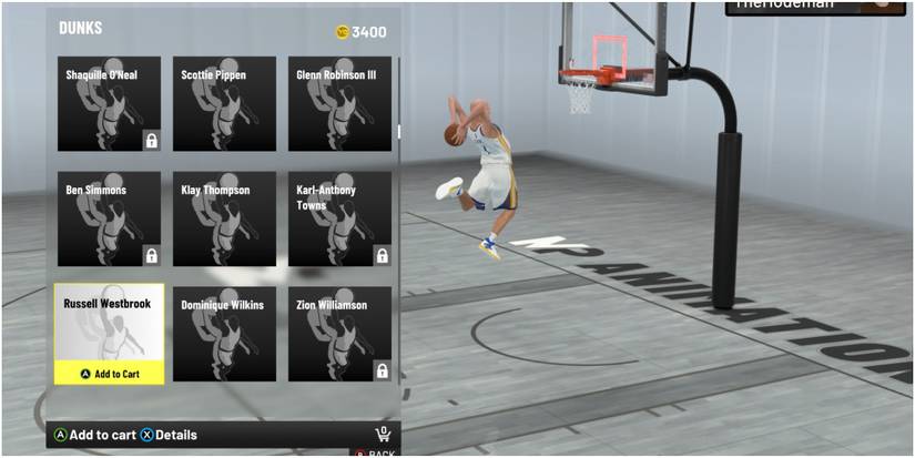 NBA 2K22 Selecting The Russell Westbrook Slam Dunk Package