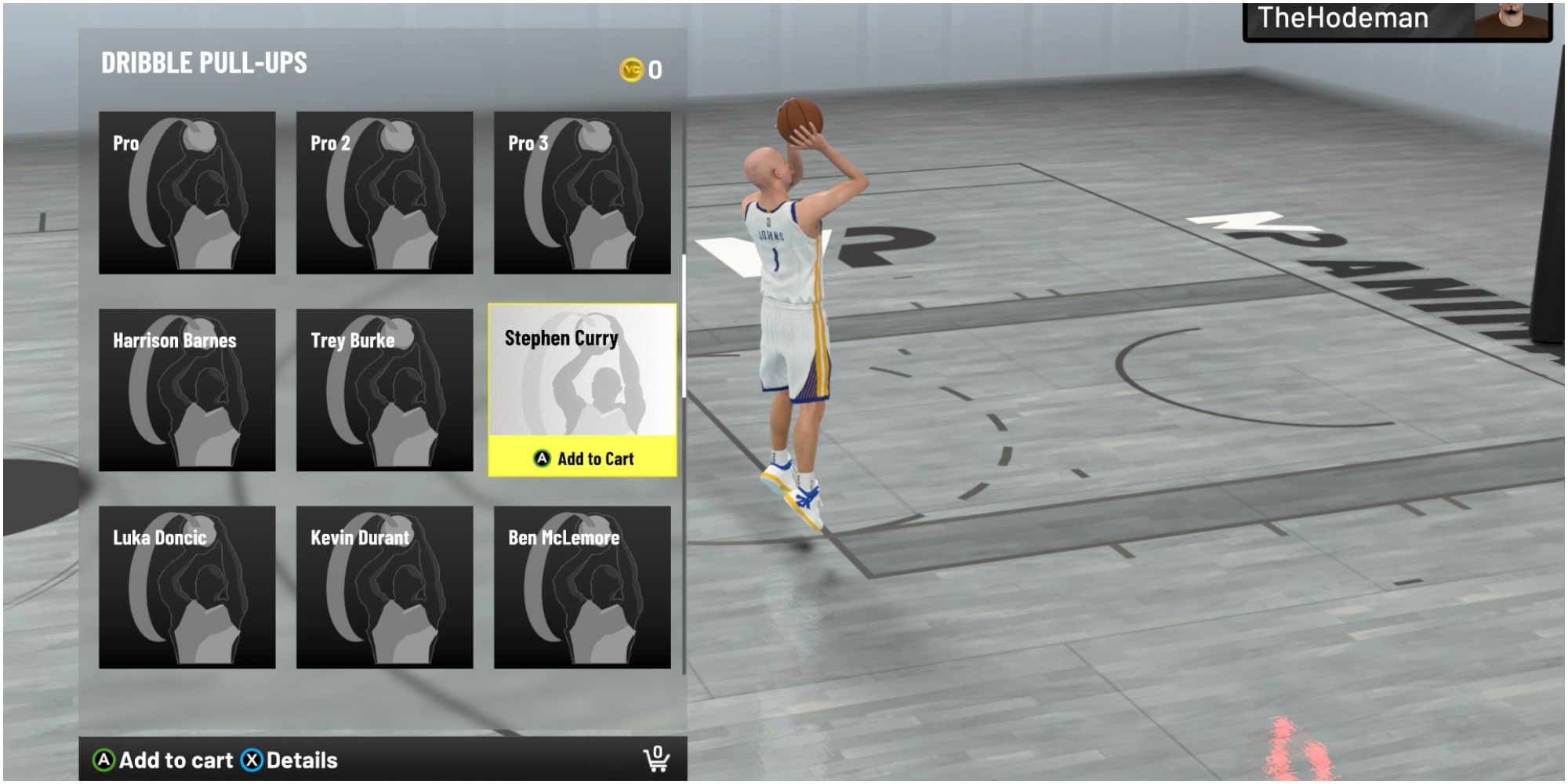 NBA 2K22 Selecting The Steph Curry Dribble Pull-Up