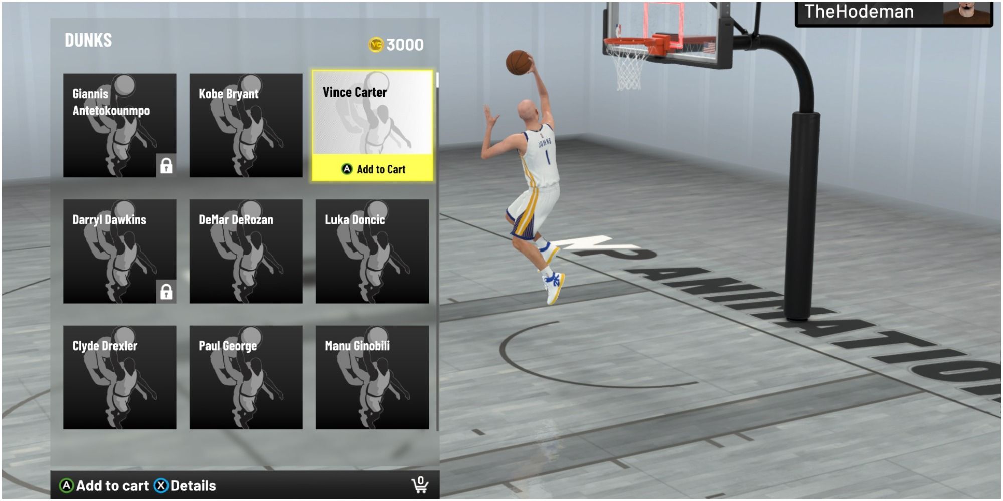 NBA 2K22 Selecting The Vince Carter Slam Dunk Package