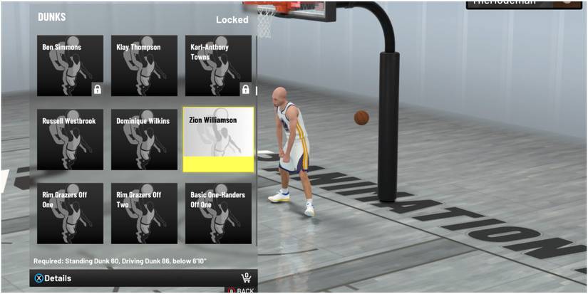 NBA 2K22 Selecting The Zion Williamson Slam Dunk Package