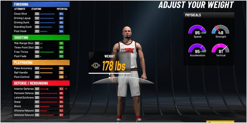 NBA 2K22 Setting Player Weight To 178