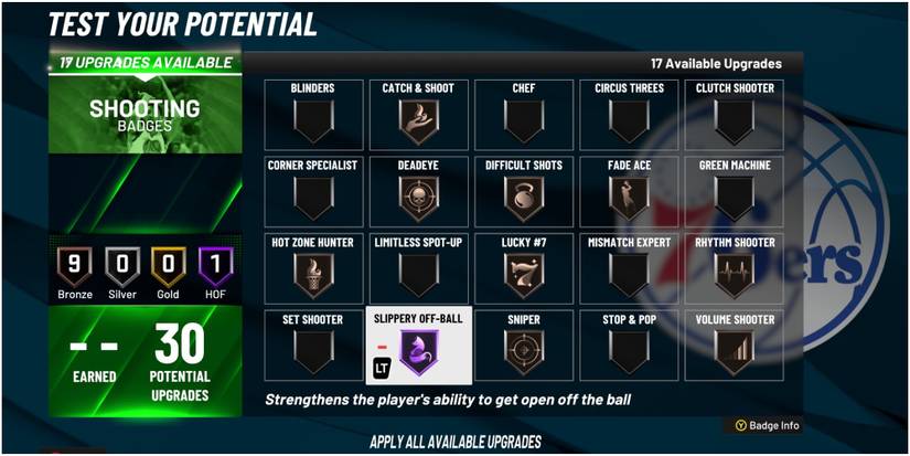 NBA 2K22 Slippery Off-Ball Shooting Badge Description
