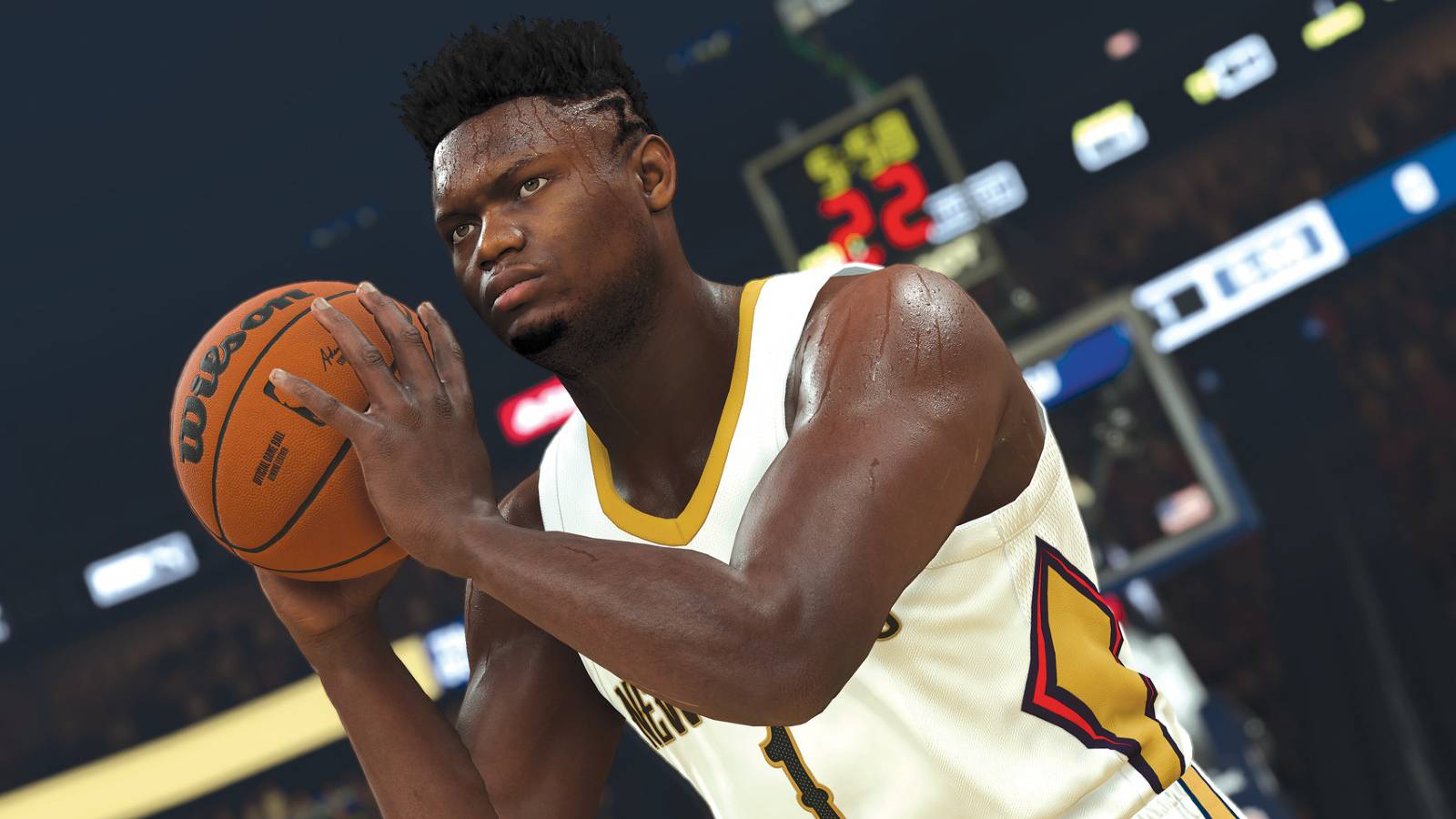 NBA 2K22 Sweating Player Holding Ball