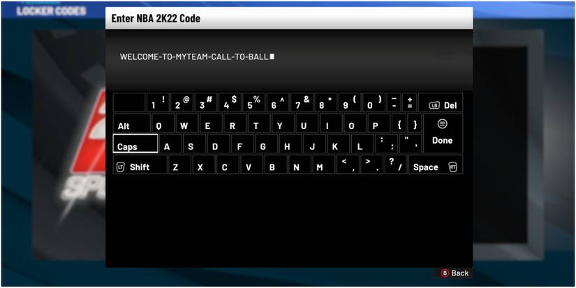 NBA 2K22 Typing In A Limited Time Locker Code