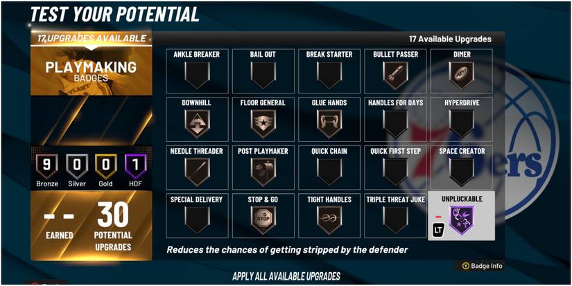NBA 2K22 Unpluckable Playmaking Badge Description