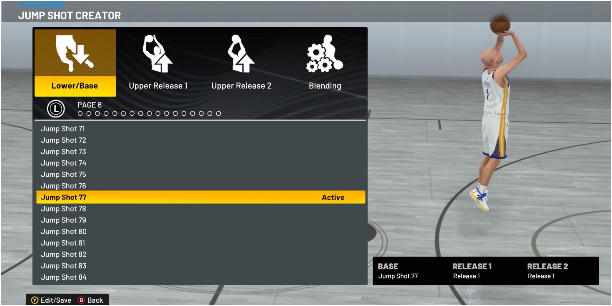 NBA 2K22 Using Jump Shot 77 For The Base On the Custom Jumpshot Creator