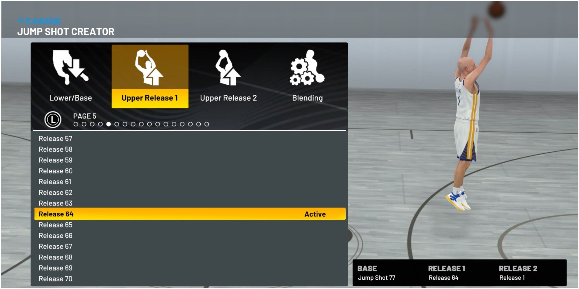 NBA 2K22 Using Release 64 For The Upper Release One In The Custom Jumpshot Creator