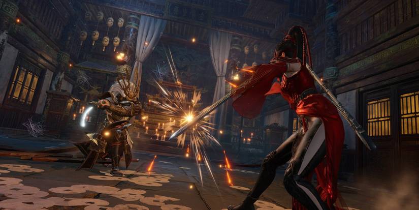 Naraka Bladepoint - Cinematic Stillframe Of Viper Ning And Tarka Ji In Close-Combat Fight