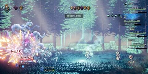 Octopath Traveler a party fights against the Devourer Of Man