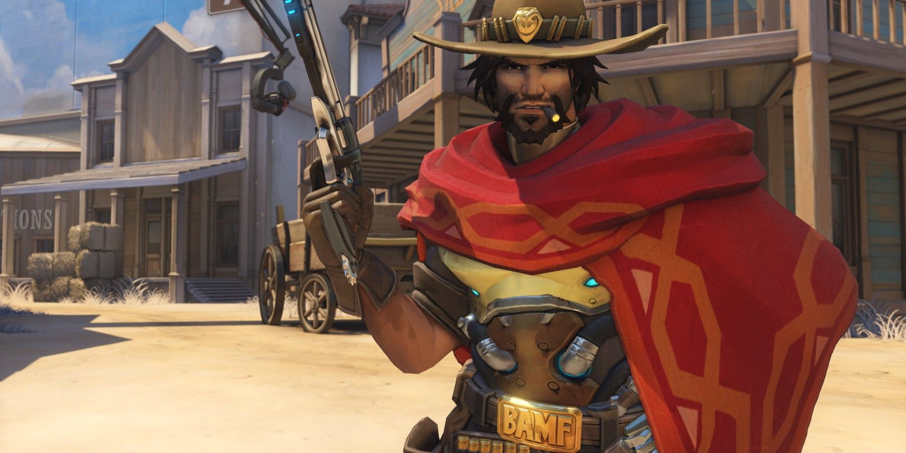 Overwatch McCree Cole posing in Hollywood desert