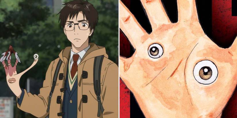 Parasyte manga and anime, shinichi and migi