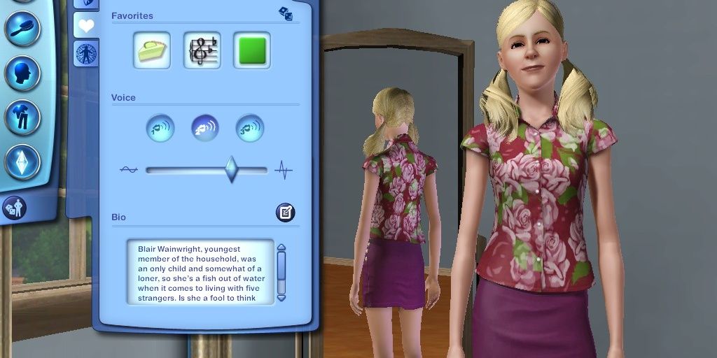 Personal bios in The Sims